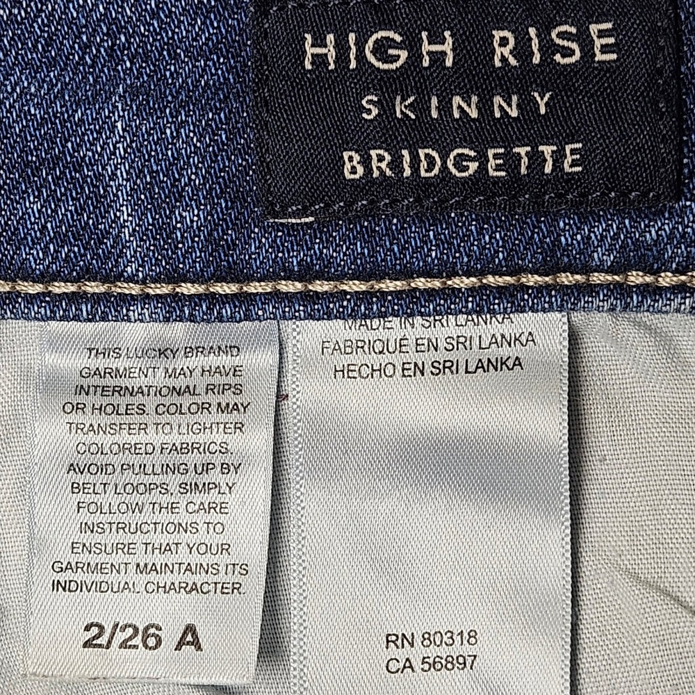 Lucky Brand Bridgette Skinny Jeans 2/26 High Rise Button Fly Distressed Denim - Picture 6 of 12